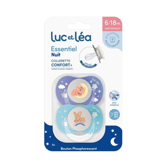 Luc Et Léa Essentiel Nuit Confort+ Sucette 6-18M E6 2 uts