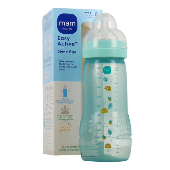 Mam Easy Active Biberon Tétine Débit Très Rapide +6M Ice 330 ml