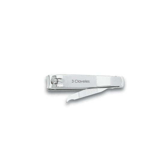 3 Claveles Coupe-ongles avec Lime Finition Chromée 8cm 1ut