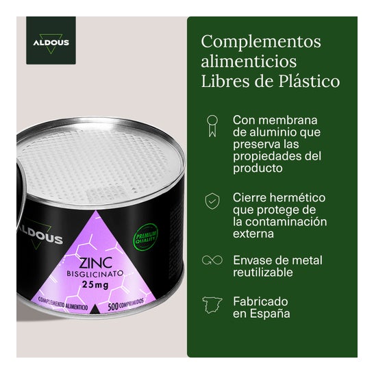 Aldous Bio Bisglicinato de Zinc 25mg 500comp