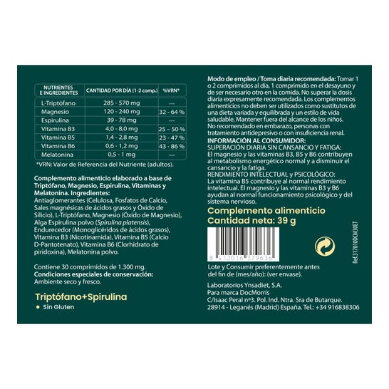 DocMorris Tryptophane + Spiruline 30 Gélules