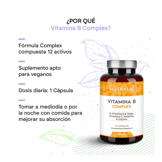 Nutralie Vitamina B Complex con Vitamina C + Colina + Inositol + PABA 90caps