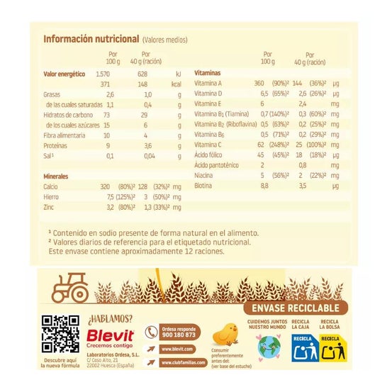 Blevit Superfibra 8 Cereales y Galleta María 500g Blevit Superfibra 8 Cereales y Galleta María 500g