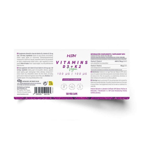 HSN Vitaminas D3 4000UI + K2 100mcg 120vcaps
