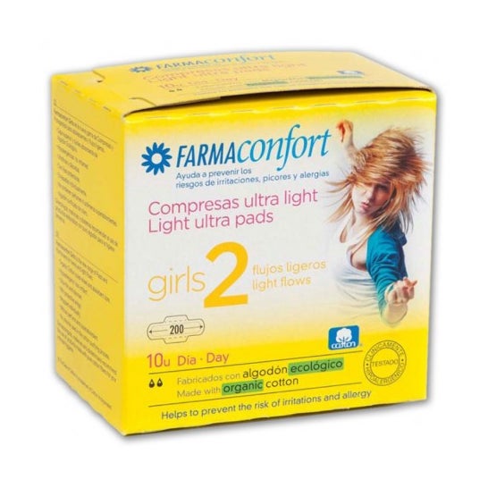 Farmaconfort Serviettes hygiéniques pour filles en coton ultra léger 2 jours 10uds