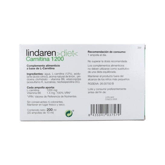 Artesania Agricola LindarenL Carnitine 20 Ampoules