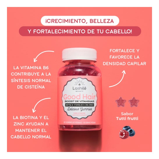 Lashilé Beauty Good Hair Vitamines Boost 60 Gummies Végans