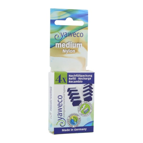 Yaweco Recharges Brosse à Dents Écologique Nylon Medium 4 unités