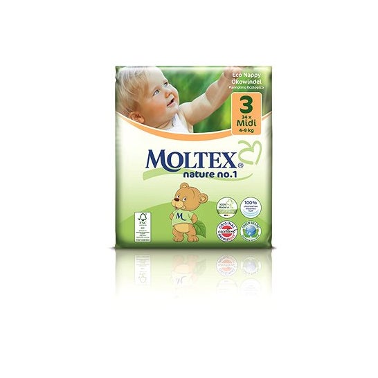 Moltex Nature Nº1 Couches Taille 3 Midi 4-9kg 34uts