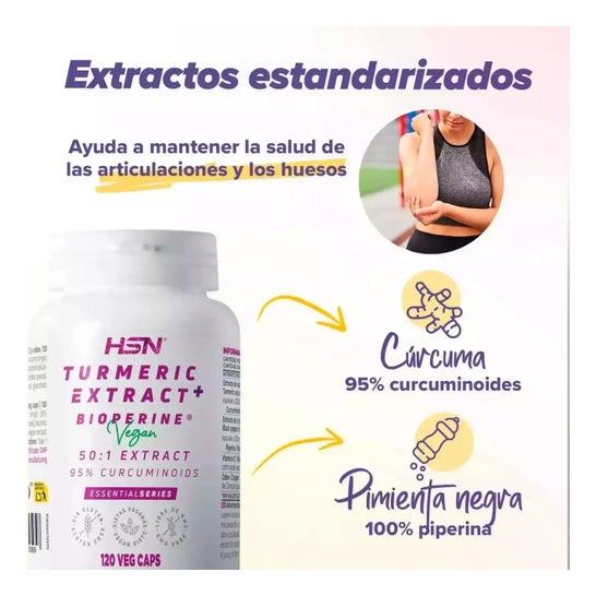 HSN Extracto de Cúrcuma 50:1 650mg + Bioperine® 120vcaps