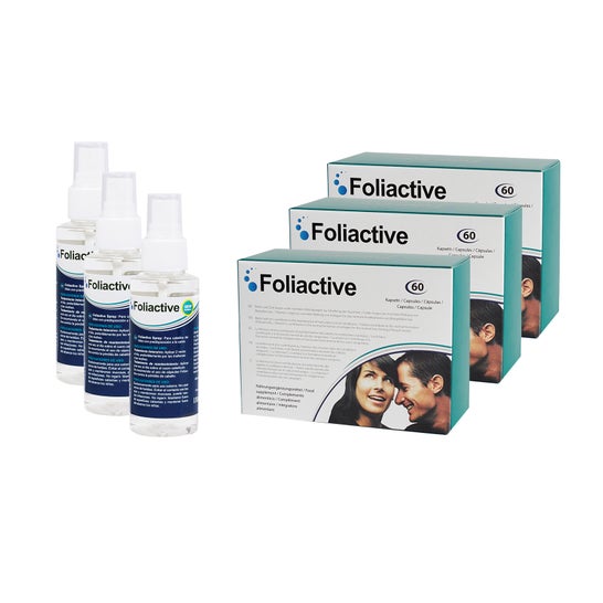 Foliactive Pills 3x60caps + Foliactive Spray Antichute 3x100ml