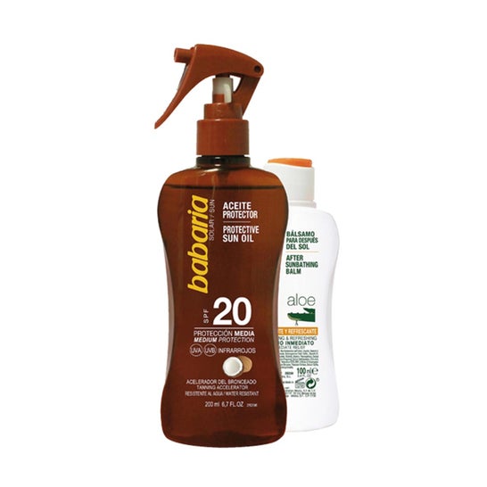 Pack Babaria Huile de noix de coco SPF20+ + Aloe Vera Après Soleil