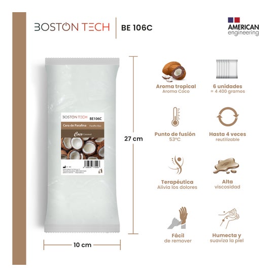 Boston Tech Cire Paraffine Noix de Coco Pack 6x450 gr