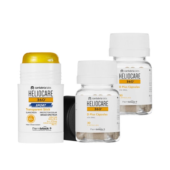 Heliocare 360º D Plus 2x30 capsules + CADEAU Heliocare 360º Sport Stick Solaire Transparent SPF50+ 25 g