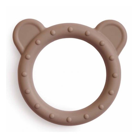 Mushie Silicone Teether Bear Natural 1ud