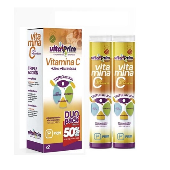 VitalPrim Pack Vitamine C Triple Action Effervescente 2x24comp
