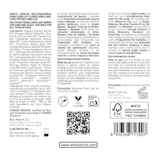 Alma Secret Botanical Rescue Sérum Capillaire 50ml Alma Secret Botanical Rescue Sérum Capillaire 50ml