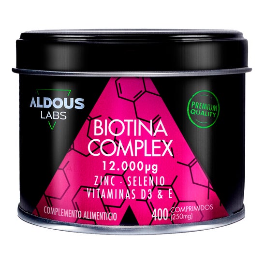 Aldous Labs Biotine Zinc Sélénium Vitamine D3 et Vitamine e 250mg 400comp