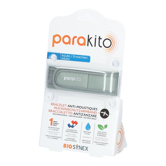 Para'Kito Bracelet Anti-Moustiques Kit Adulte Kaki + 2 Recharges