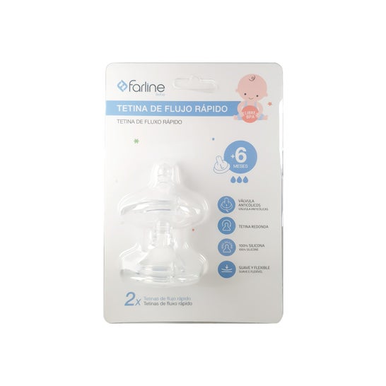 Farline Bébé Tétine Débit Rapide +6 Mois 2 unités