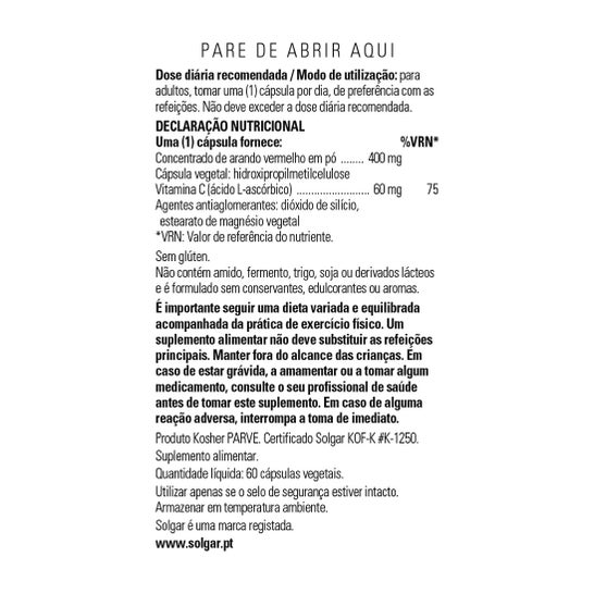 Solgar Cranberry Vitamine C 60 Gélules