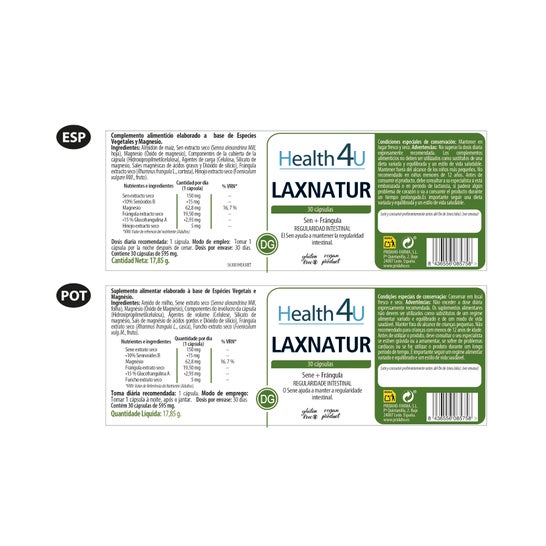 Health 4U Cascara Sagrada + Sen + Magnésium 595mg 30 Gélules