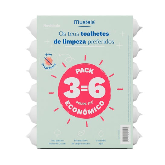 Mustela Toalhetes de Limpeza Sem Perfume 6x60 Unidades