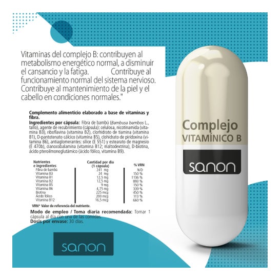 Sanon Complejo Vitamínico B 30 Capsules