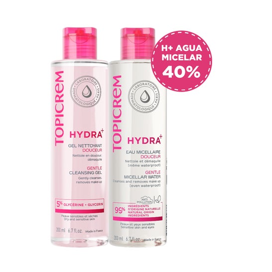 Topicrem Hydra+ Set Gel Nettoyant 200 ml + Eau Micellaire 200 ml