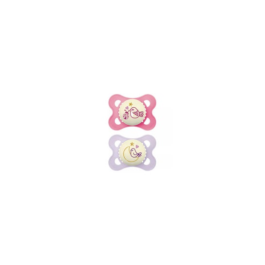 Mam Original Pure Nuit Sucette Silicone Rose/Violet 2-6M 2 Unités
