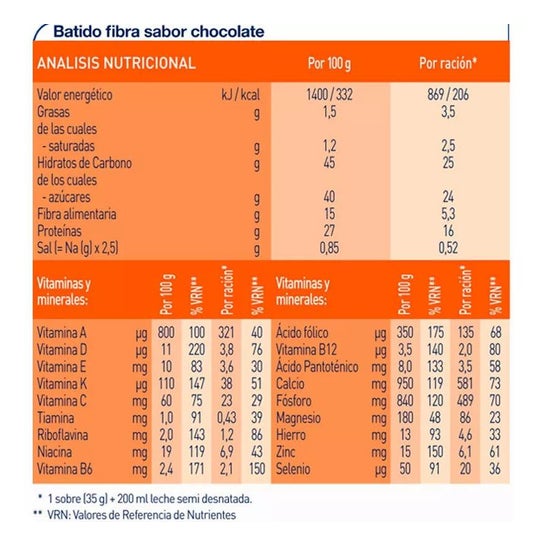 Meritene Fibre shakes saveur chocolat 14 enveloppes Meritene Fibre shakes saveur chocolat 14 enveloppes