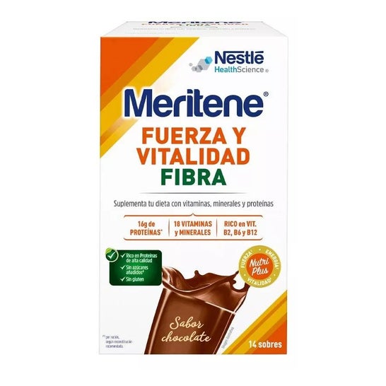 Meritene Fibre shakes saveur chocolat 14 enveloppes Meritene Fibre shakes saveur chocolat 14 enveloppes
