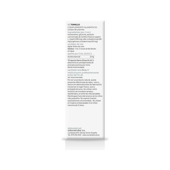 Extracto Tomillo Xxi 50 Ml Soria Natural *