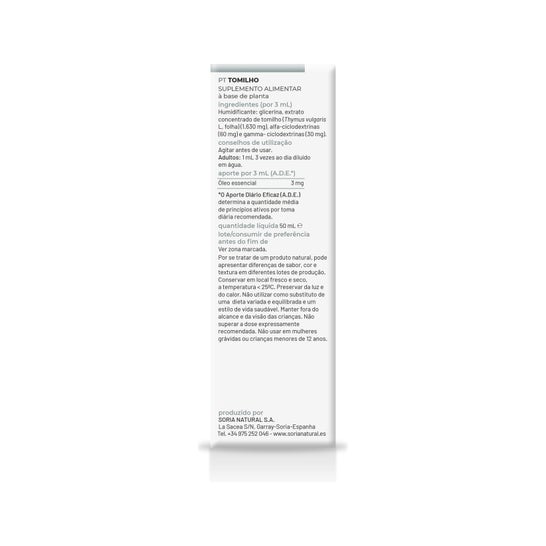 Extracto Tomillo Xxi 50 Ml Soria Natural *
