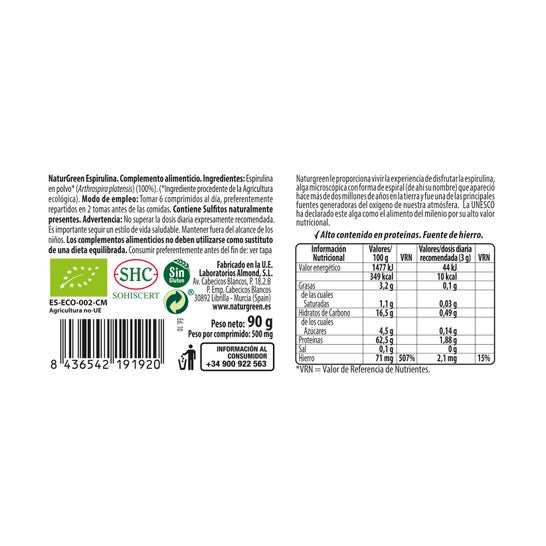 Naturgreen Spiruline Bio 180 comprimés