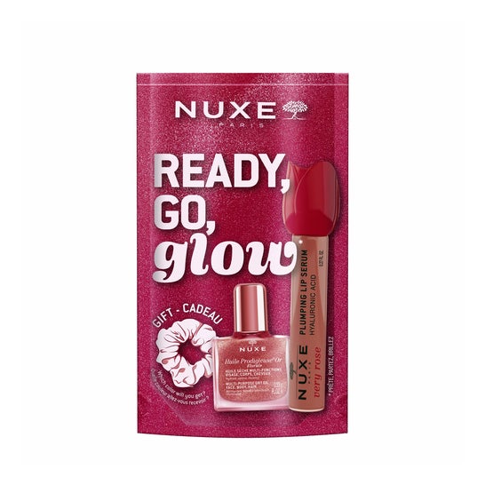 Nuxe Glow On The Go Soin Lèvres Very Rose + Huile Or Florale 10ml + Chouchou
