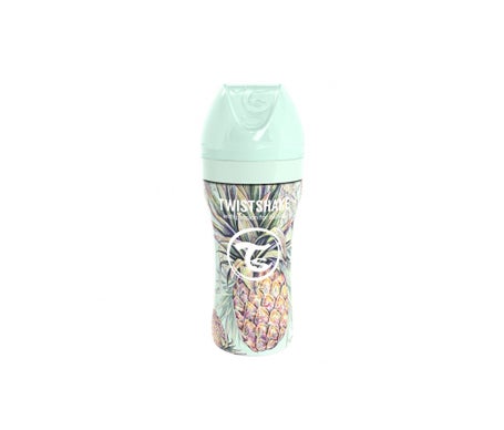 Biberon Twistshake en acier ananas anticolique +4M 330ml