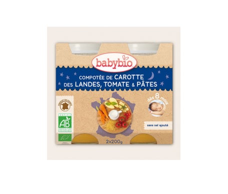 Babybio Petits Pots Menu Légumes Pâtes Bio dès 8 mois 2 x 200 g
