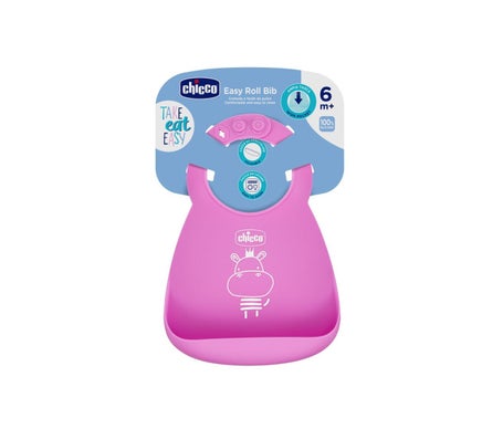 Chicco Easy Roll Bib Babete Silicone Rose 6M+
