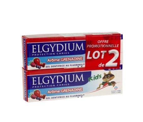 Elgydium Kids Protection Caries Dentifrice grenadine Lot De 2 x 50 ml