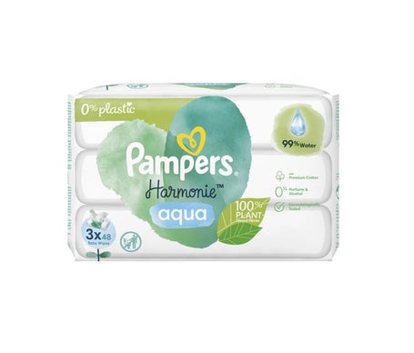 Pampers Harmonie Aqua Lingettes 0% Plastique 3x48uts