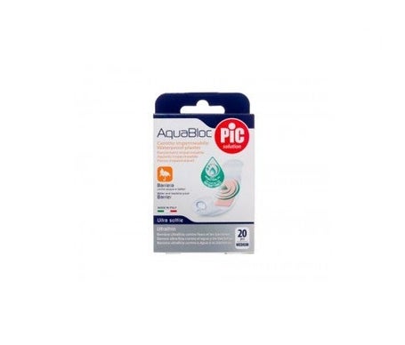 PiC Aquabloc avec pansement adhésif antibactérien 19x72mm 20uds