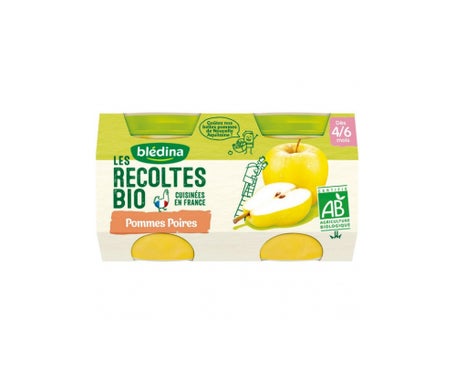 Blédina Les Récoltes Bio Pommes poires 4 6 mois 2x130g