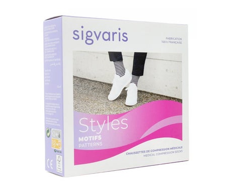 Sigvaris Styles Mariniere Chaussette Femme Ecru Blanc Taille LN 1 Unité