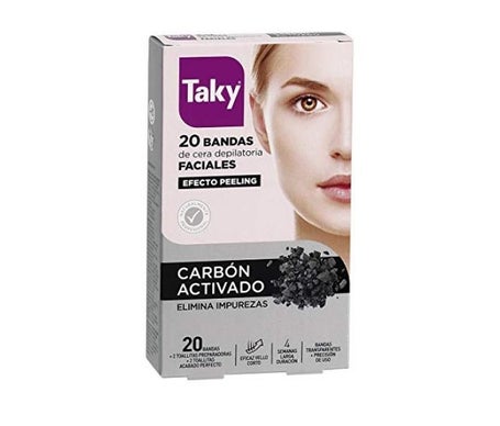 Taky Carbon Activado Bandas Cera Faciales Depilatorias 20uts