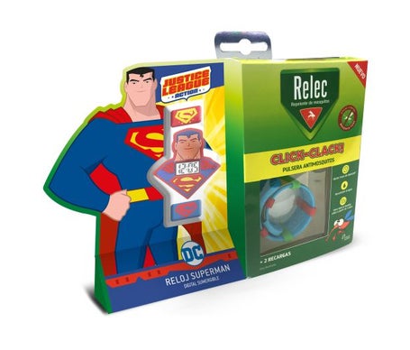 Relec Pack Pulsera Antimosquitos SuperMan + 2 Recargas