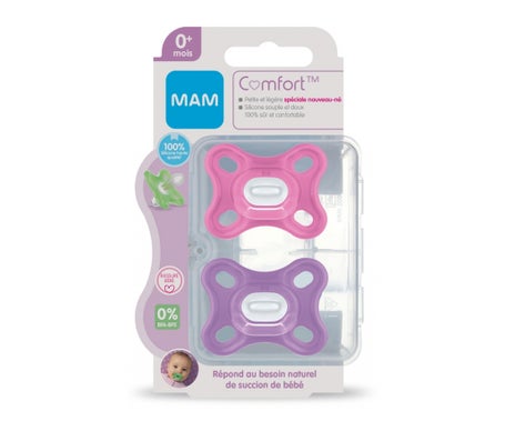 Mam Comfort Sucette Silicone +0M Rose 2uts