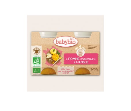 Babybio Petits Pots Pomme Mangue Bio dès 4 Mois 2x130g
