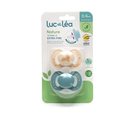 Luc et Léa Set Nature Sucette Téterelle Extra Fine 0-6m 2 Unités