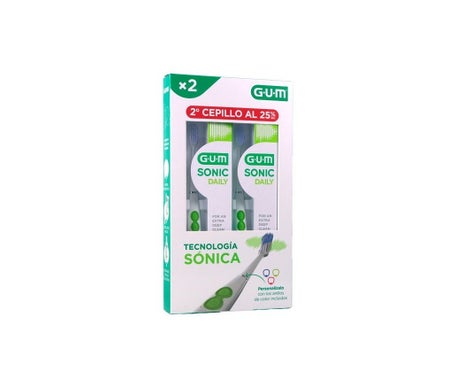 GUM Pack Sonic Daily Brosse À Dents Électrique blanche 2 Unités